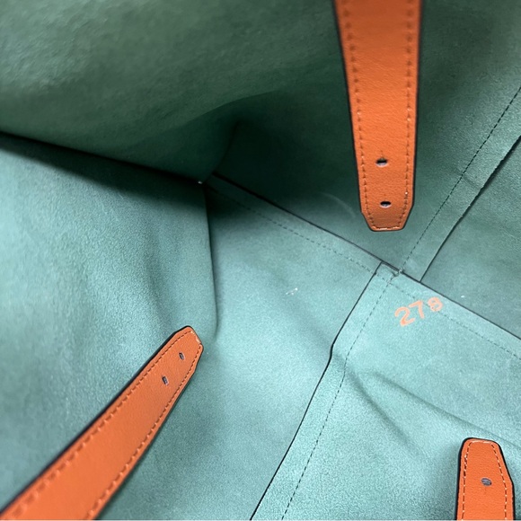 MDBM MAISON DE Beaute Marseille Green Leather Large Tote Shopper Bag - Picture 7 of 12